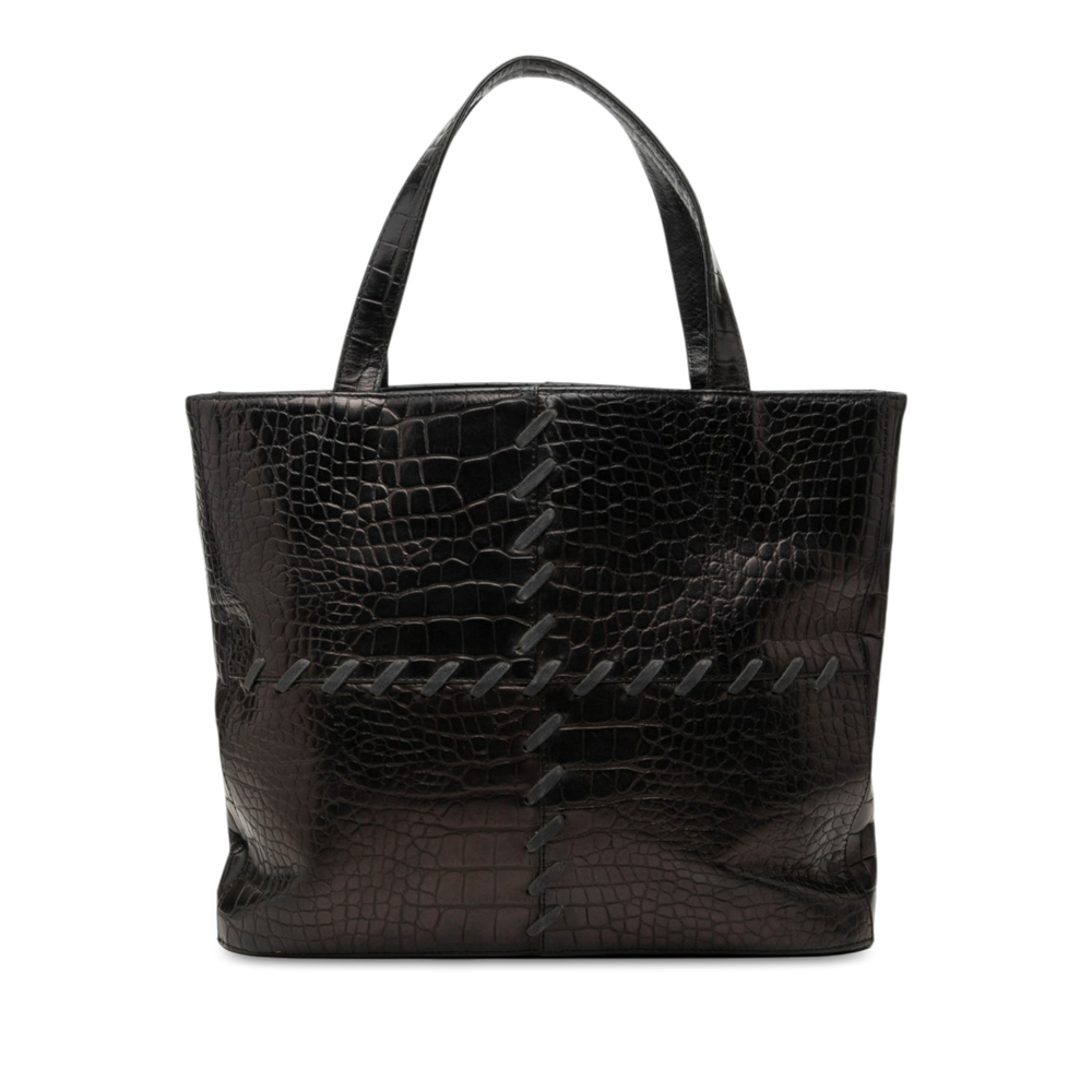 Pre-Loved Saint Laurent Croc Embossed Leather Tote